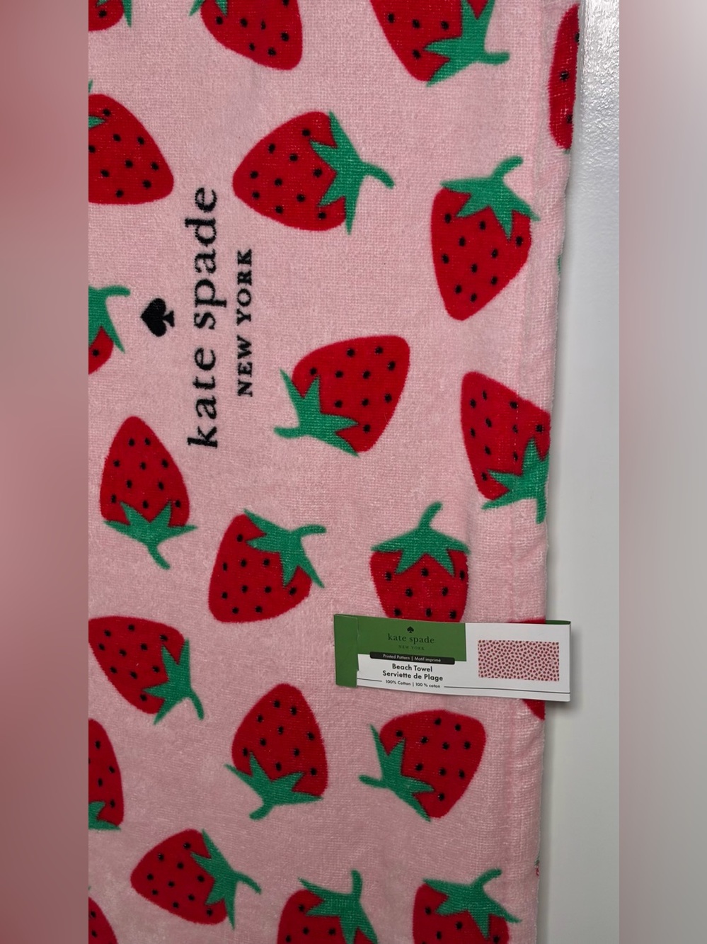 kate spade - Pink Strawberry Summer Print Beach Towel - Picture 5 of 9